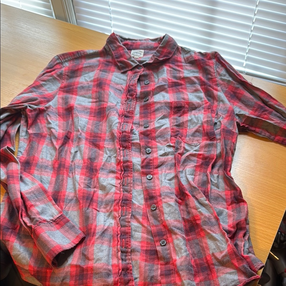 JCrew Red and Gray Plaid  Shirt